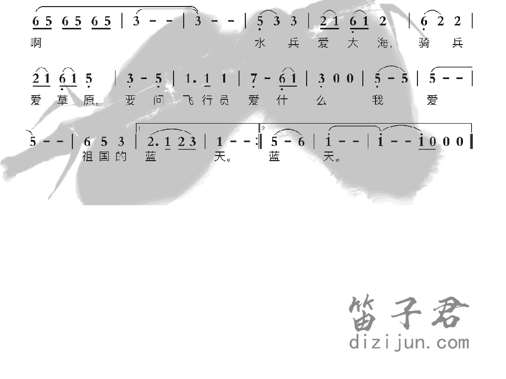 我爱祖国的蓝天竹笛乐曲2