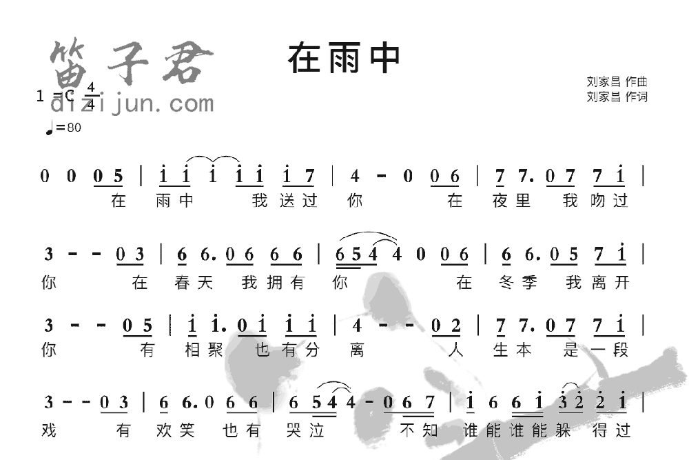 在雨中竹笛乐曲