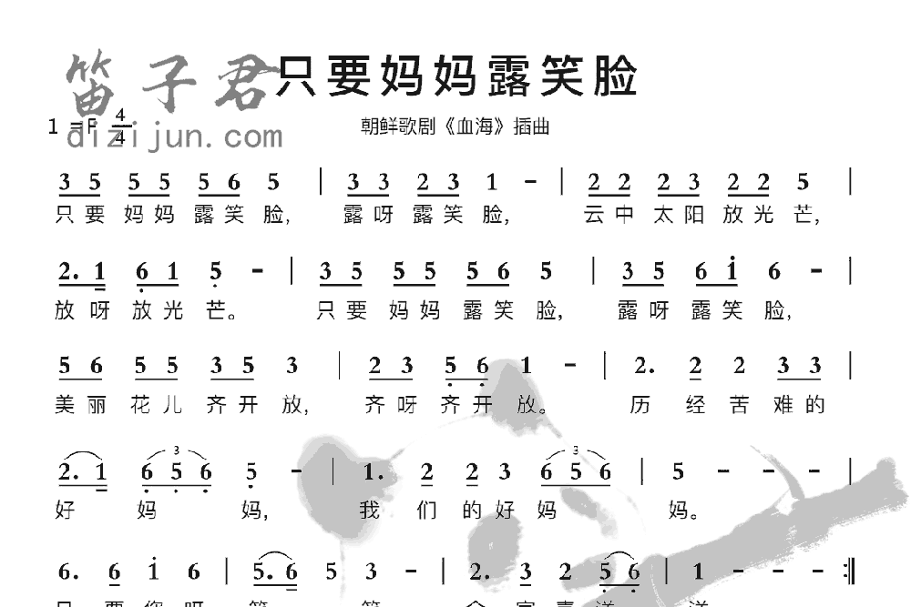只要妈妈露笑脸竹笛乐曲